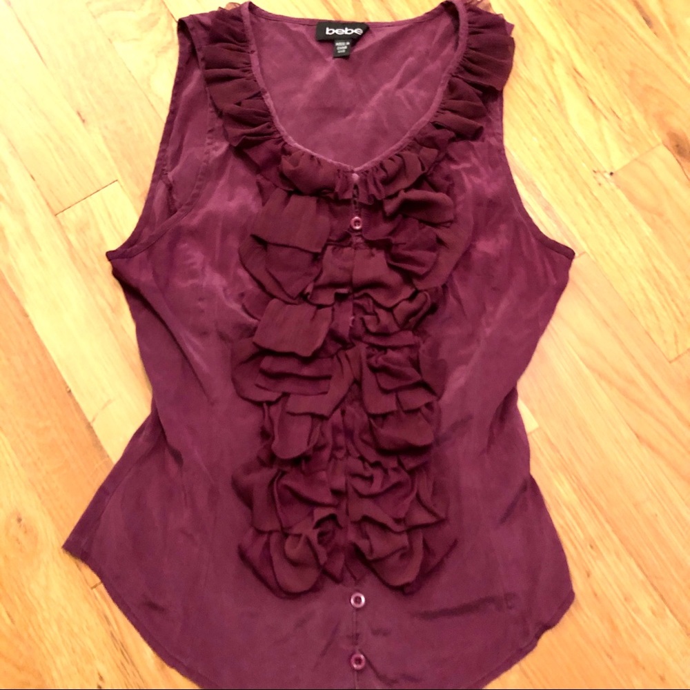 Bebe - Ruffled Plum blouse - sz XXS
